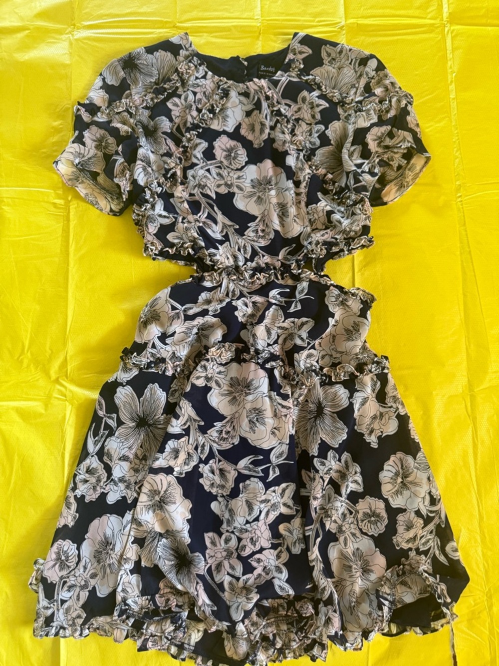 Bardot Navy Floral Ruffle Detail Dress